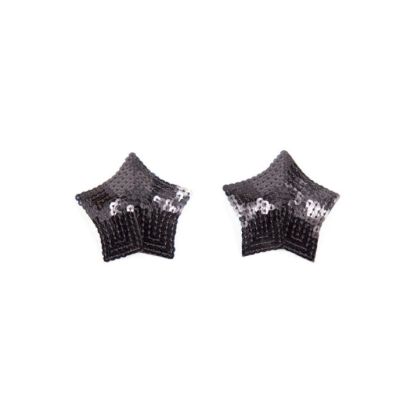 Paire de cache tétons adhésifs étoile pailletée sequin noir 